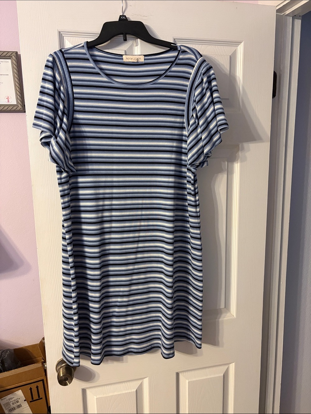 Striped Blue Midi Dress - Casual Comfort